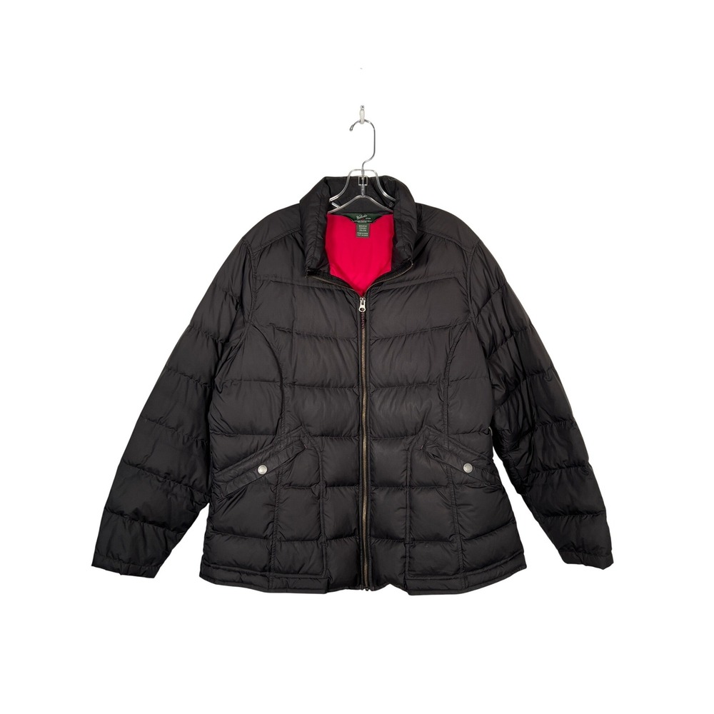 Woolrich Black Duck Down Puffer Jacket Pink Lining Quilted Winter Coat 2XL